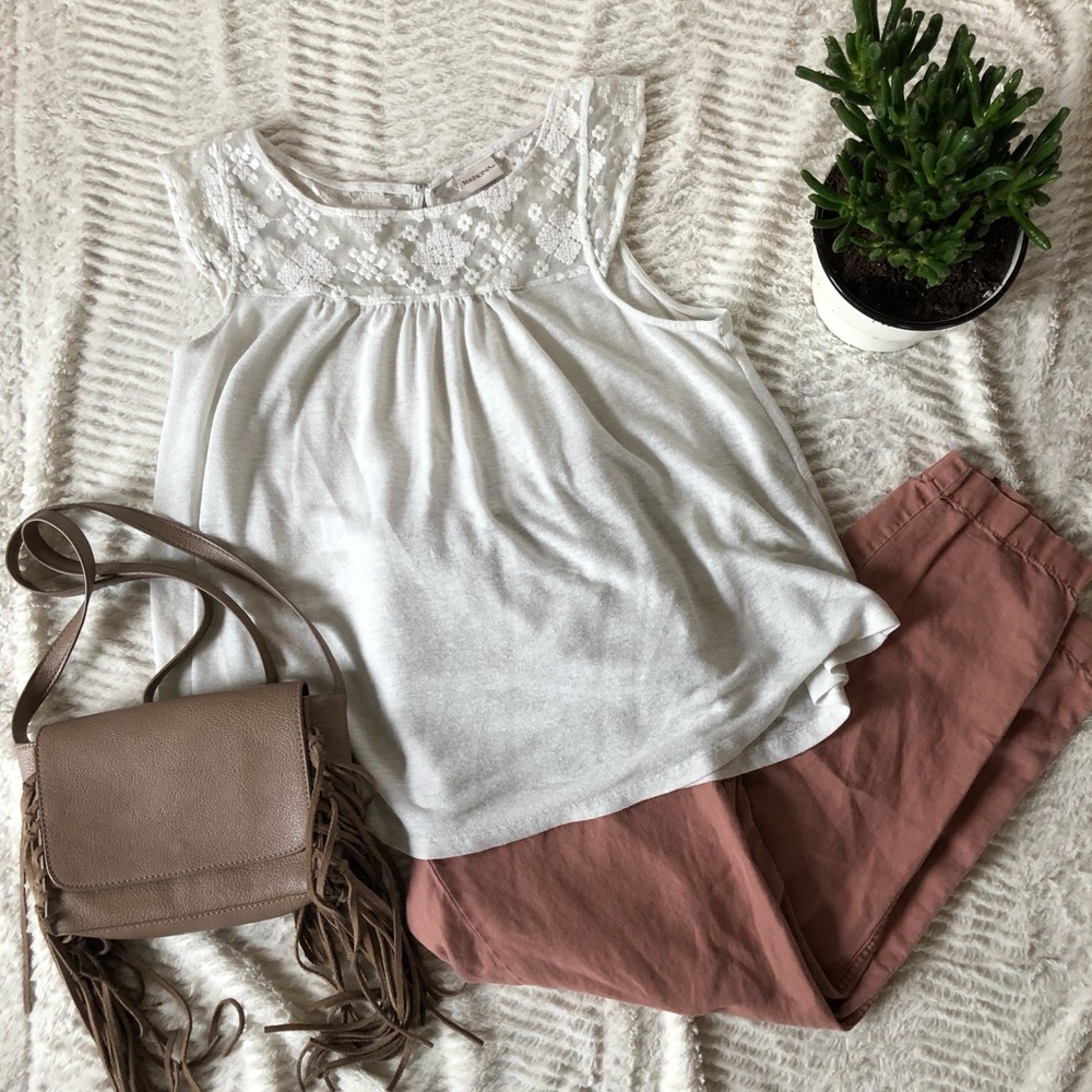 Cream Embroidered Mossimo Top